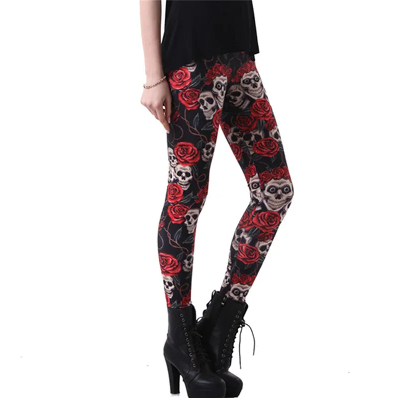 Двойной женский череп Фараон 3d блестящие обтягивающие брюки из спандекса без ног