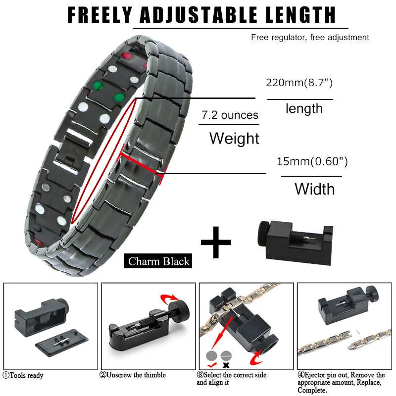 Магнитный браслет из нержавеющей стали 316 который облегчает давление и повышает