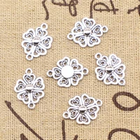 connectors for jewelry making antique silver color flowers 10x21mm 10pcs