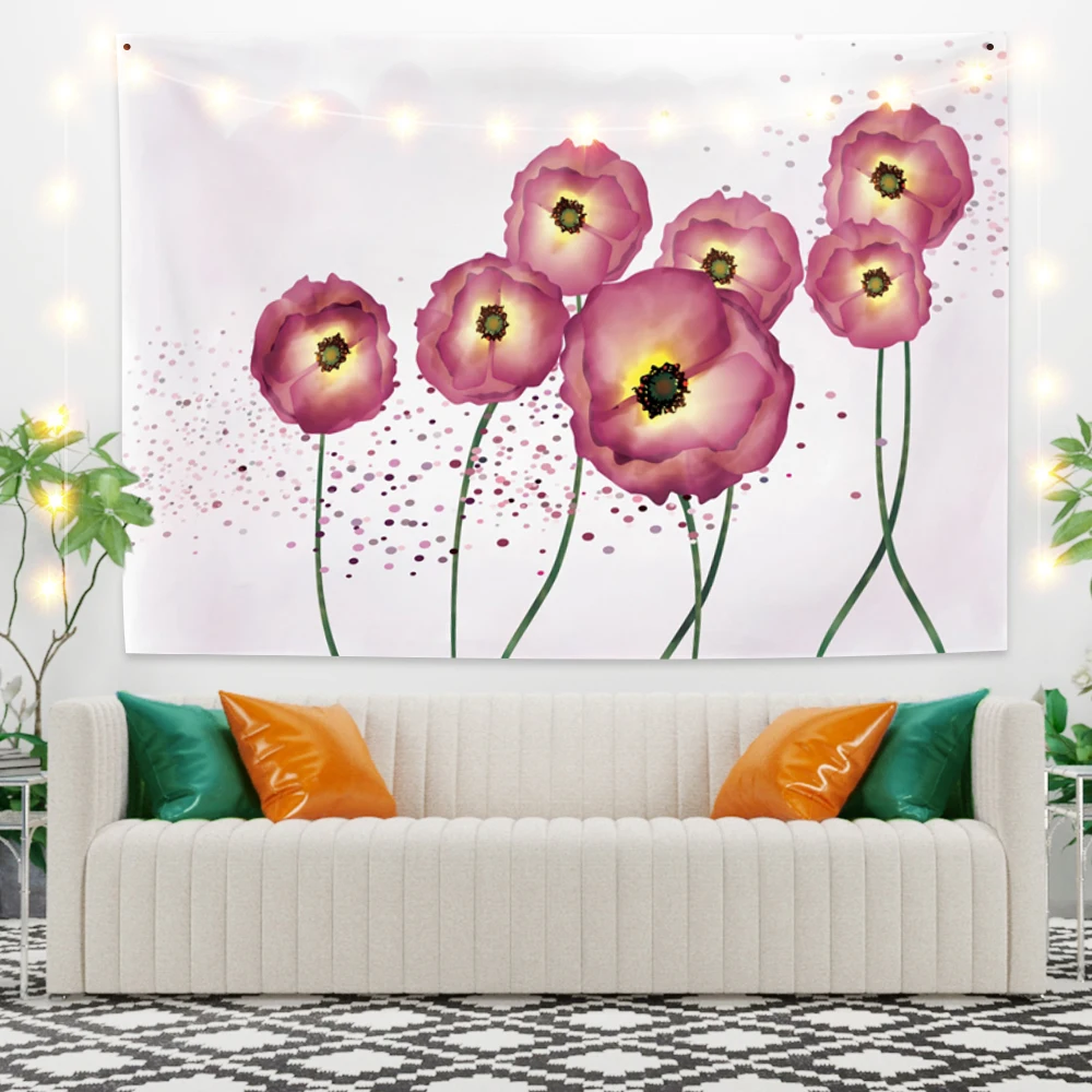 Настенный гобелен с абстрактными красными цветами и мандалой пляжное полотенце