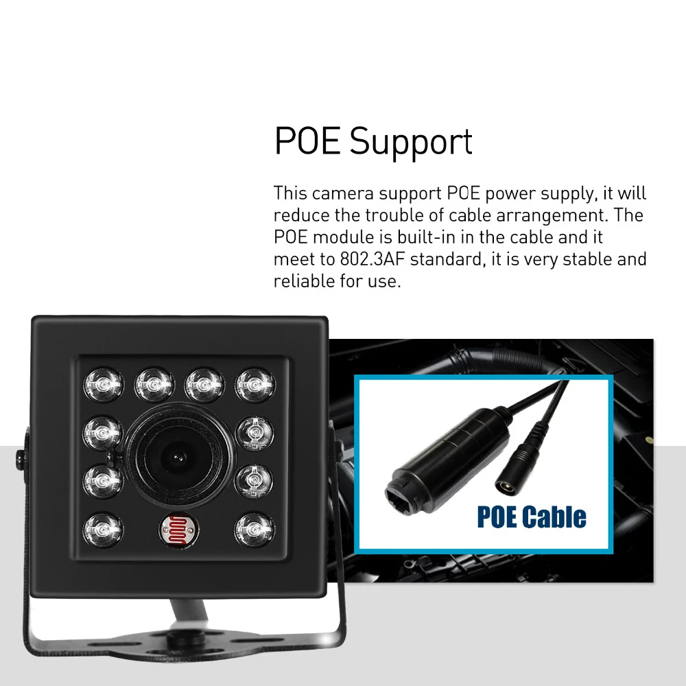POE H.265 HD 3MP мини IP камера 10 LED ИК внутренняя безопасность 1296 P/1080 P ночное видение P2P