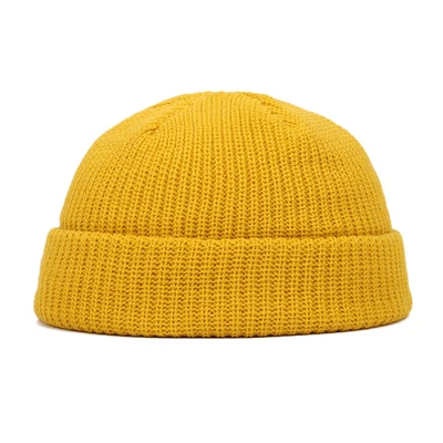 Light yellow Однотонные вязаные зимние шапки для женщин и мужчин; зимняя мягкая теплая плотная Удобная шерстяная шапка; Модная вязаная шапка - Цвет: Light yellow