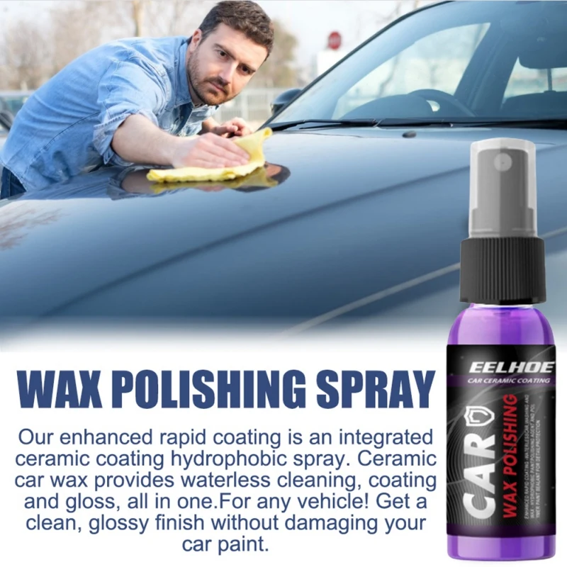 

30ml Automotive Wax Polishing Spray Purple Yellow Fast Wax Spray Automotive Scratch Repair Ceramic Spray Paint Care Tool