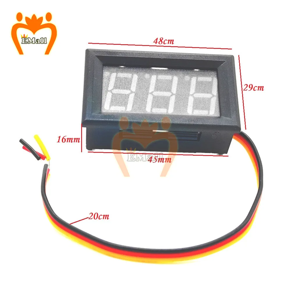 Medidor de potencia de CC de 0,56 pulgadas, voltímetro Digital de CC de 0-200V, medidor probador de voltaje LED, Detector de Doctor de 6V, 12V, 24V, 110V