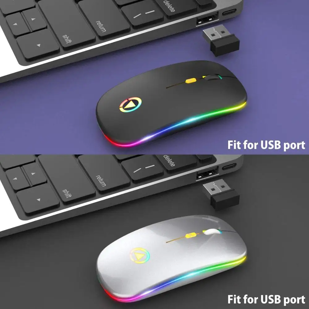 

Rechargeable Wireless Gaming Mouse LED Backlight Silent Mouse 2.4Ghz USB Computer Game Mice Ergonomic Mause for Laptop PC Gamer