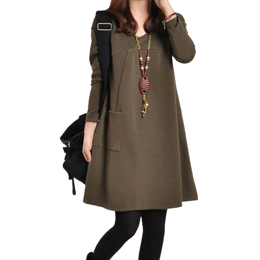 VESSOS Новое повседневное хлопковое и льняное платье с v образным вырезом для женщин