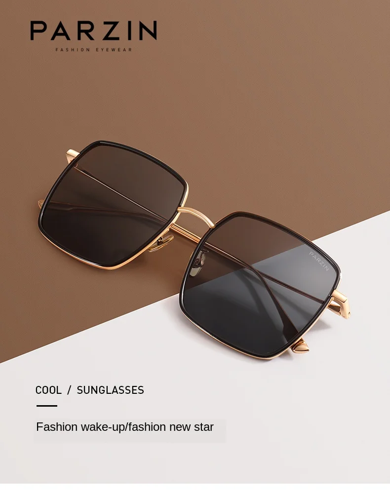 PARZIN New Sunglasses Women Big Metal Frame Sun Glasses For Women Fashion Colorful Ladies Shades Eyewear 8280