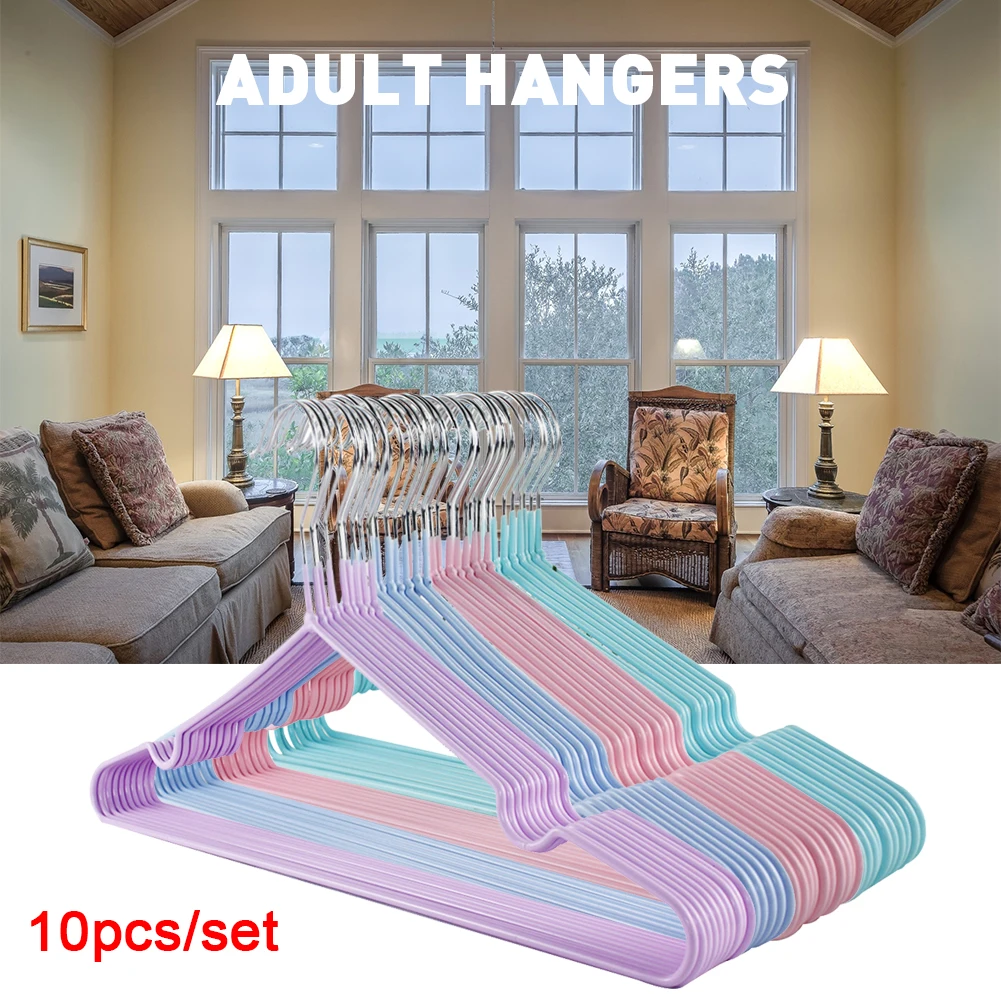 

10Pcs/Set Children Adult Clothes Hanger Metal+PVC Non-Slip Clothes Drying Rack Household Kids Clothing Organizer Hangers Hook