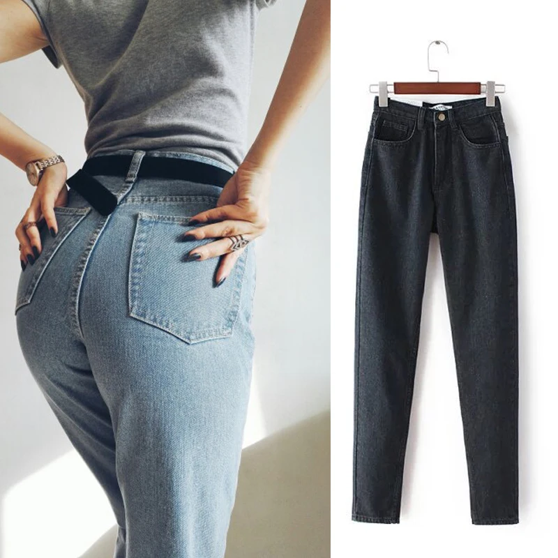 Jeans Women Pant Retro AA High Waist Loose Pants For Haren Jean Femme Denim Trousers jeans mujer 2019 |