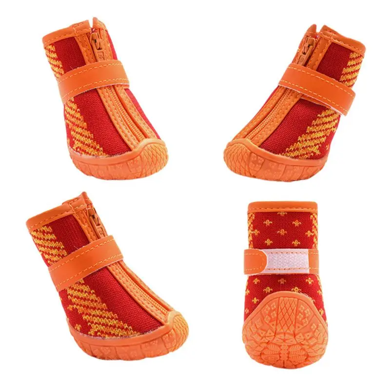 4 шт. Уличная обувь для собак среднего и крупного размера Нескользящие дышащие