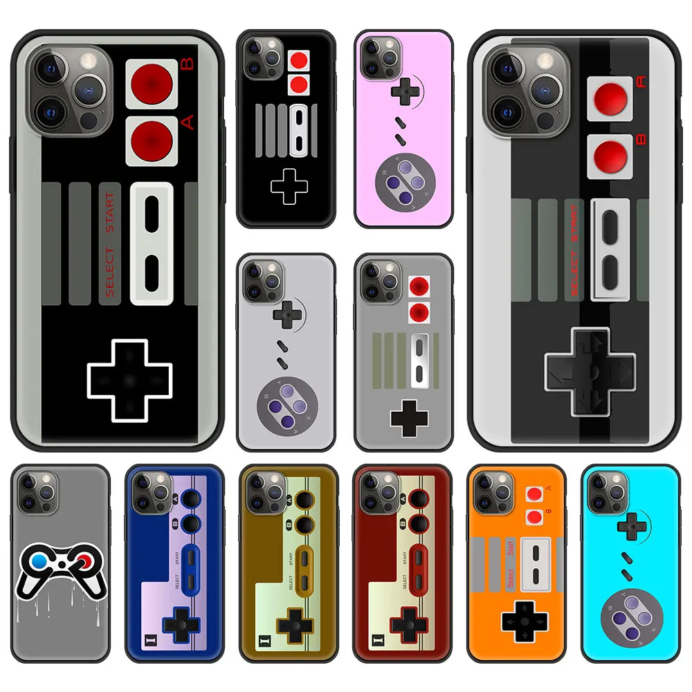 

Phone Case for iPhone 11 Pro Cover For iphone 12 Pro Max 7 8 Plus XR SE 2020 X XS Funda Black Shell Classic Gamepad Joystick