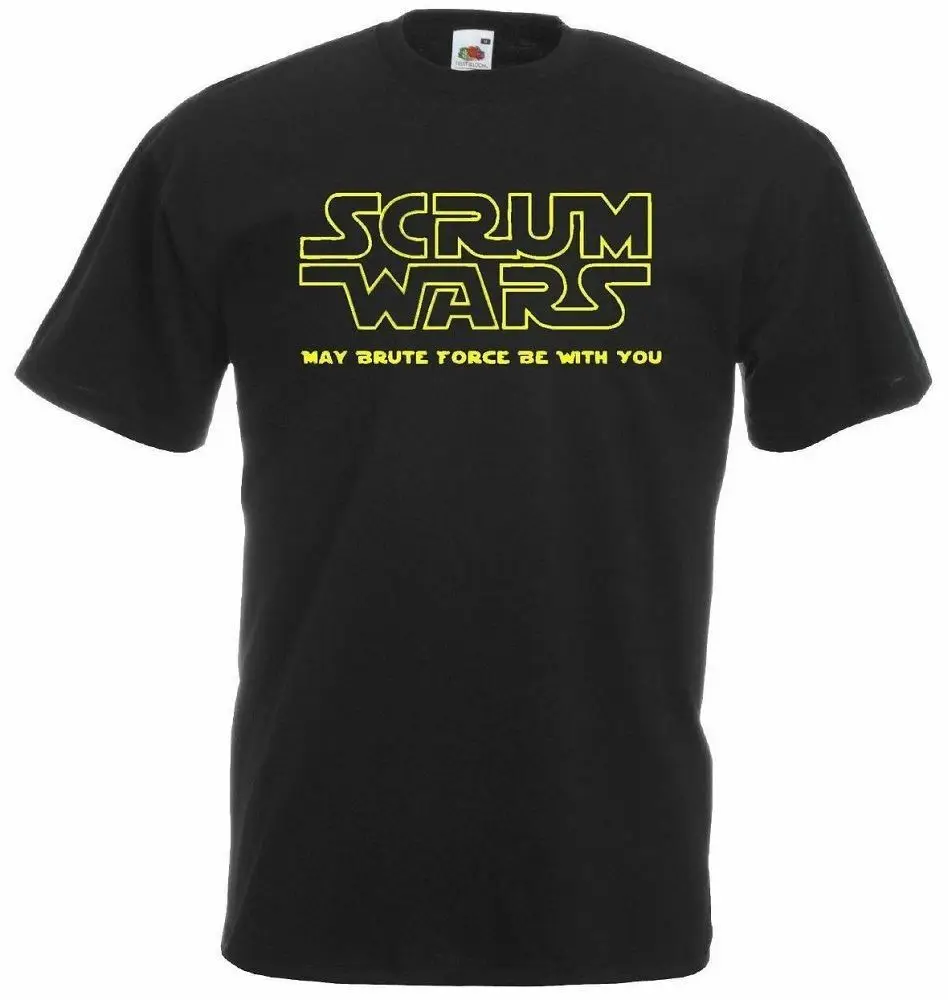 Мужская черная футболка для Регби Scrum Wars забавная 6 раз Geeky с коротким рукавом