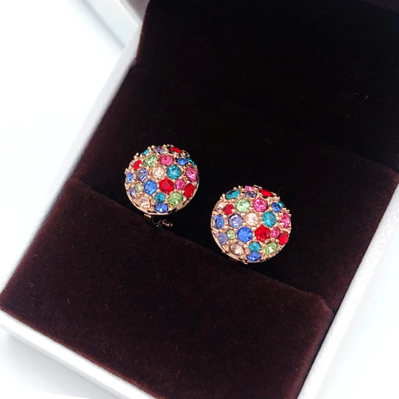 Новый круглый дизайн без пирсинга серьги микро проложили с австрийским