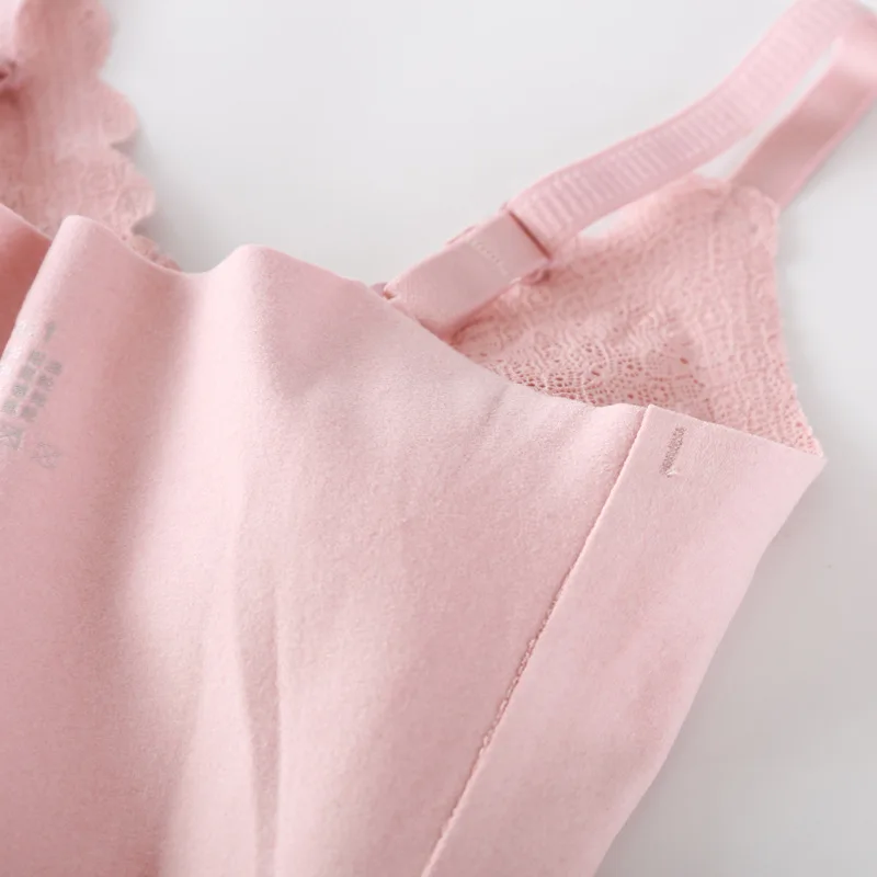 Asha&Vicki New  Velvet Thermal Underwear Women Non-marking Chest Pad Thermal Vest Women Brushed Heating Lace Flowers Vest Sling