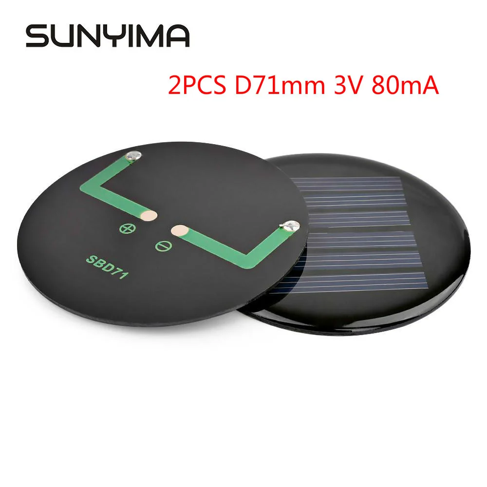 LISM 2PCS 71mm 3V Mini Portable Solar Panels Celdas Solares Monocrystalline Silicon Kit Sun Power For DIY solar