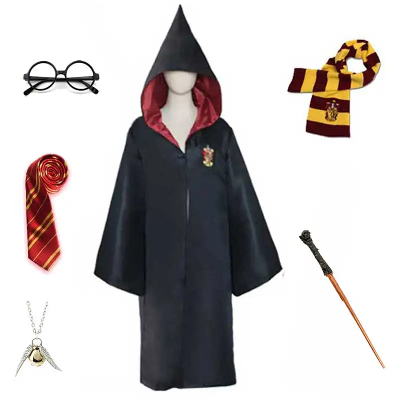 

Kids Adult Slytherin Hufflepuff Ravenclaw Robe Cloak Costume Magic School Uniform Clothes Children Christmas Halloween Costume