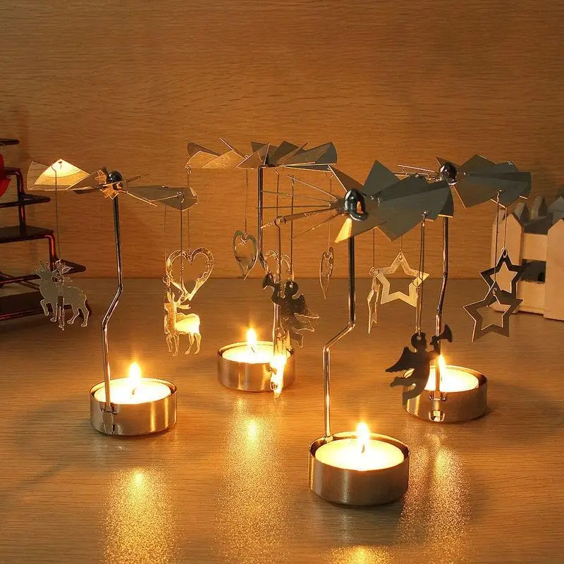 

Metal Rotary Candle Holder Light Carousel Stand Tea RollingHome Christmas Home Decore Candles