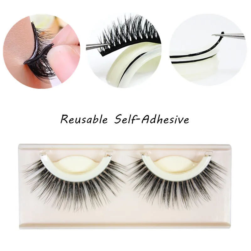 Накладные 3D ресницы многоразовые самоклеящиеся натуральные вьющиеся