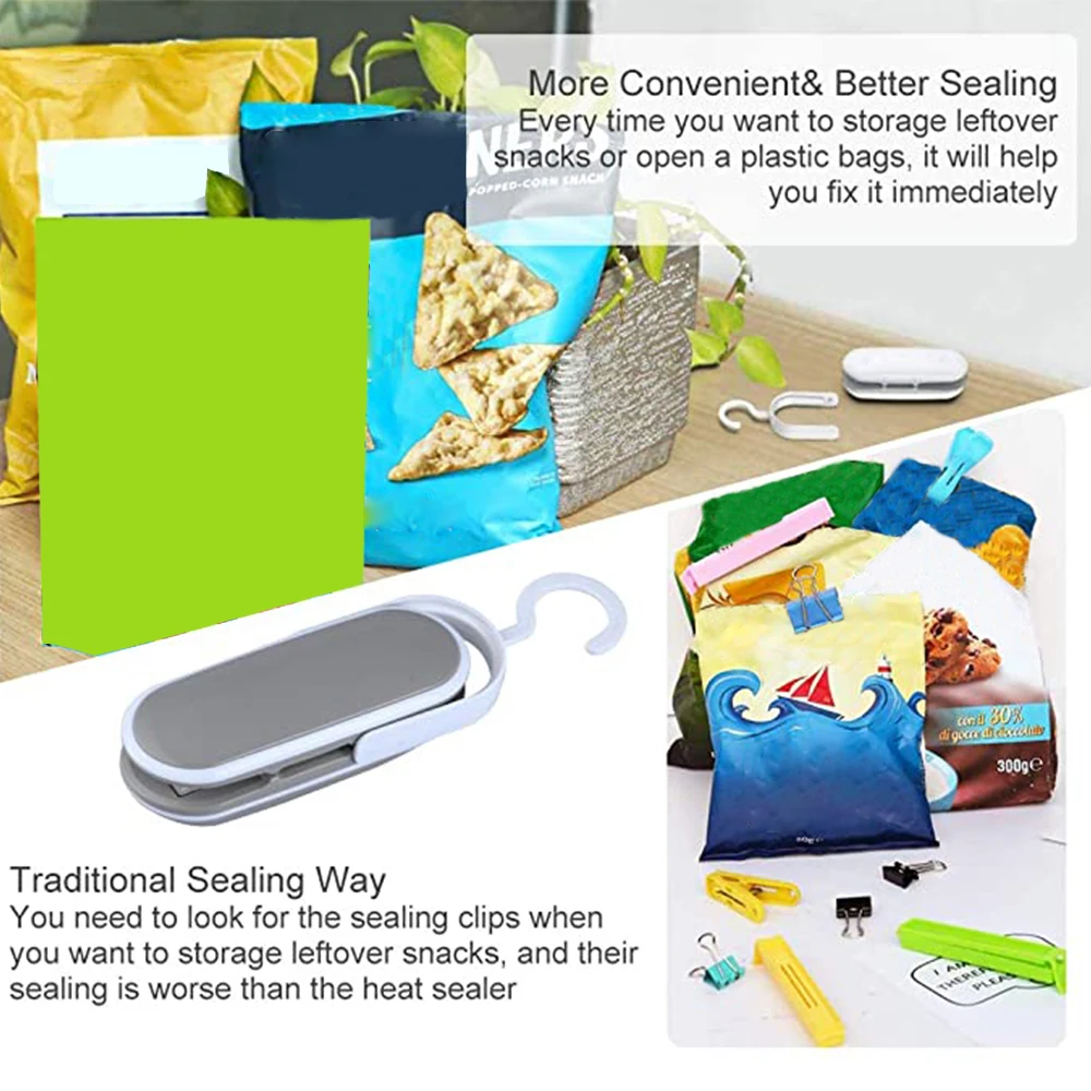 Мини машина для запечатывания закусок вакуумные уплотнители с крючком 2 в 1