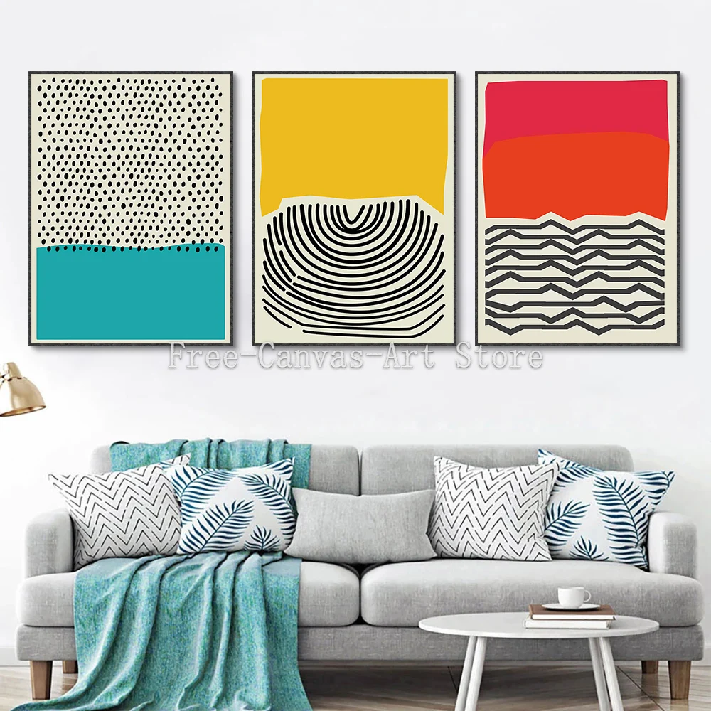 

Modern Multicolored Abstract Geometric Wall Art Canvas Painting Posters and Prints Home Bedroom Living Room Decor (No Frame)