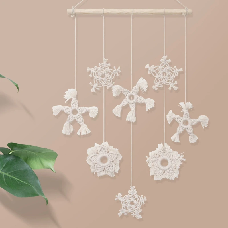 

Handmade Woven Macrame Wall Hanging Dreamcatcher Cotton Thread Snowflake Decor B95A