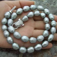 huge aaa 11 13mm natural tahitian silver gray pearl necklace 19inch