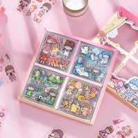 100 pcsbox cute kaleidoscope girl decorative pvc stickers scrapbooking diy label diary stationery album journal planner stick