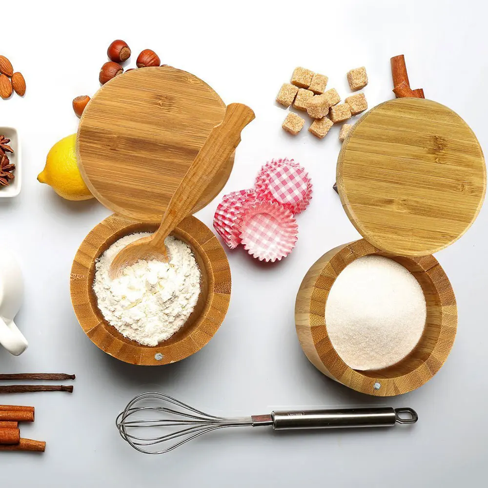 HOT SALE Kitchen Bamboo Natural Salt Shaker Household Spice Bottle With Lid Storage Box Accessories Seasoning Jar Wood | Дом и сад