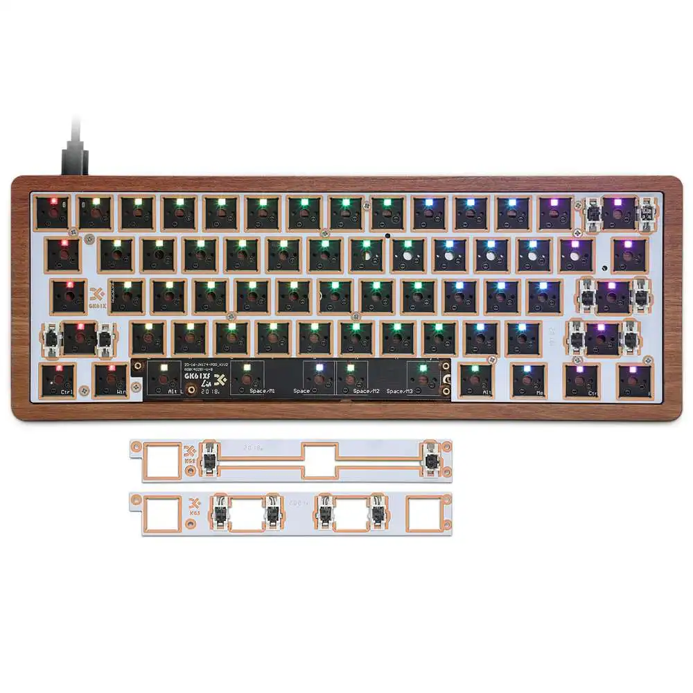 

GK61 Kit Hot Swappable Mechanical Keyboard Part 60% RGB Keyboard Customized Kit Wired Bluetooth-compatible PCB Mounting Plate