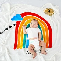 happy flute multifunctional 100 cotton diy baby photography props blanket double layerse newborn cartoon baby swaddle blanket