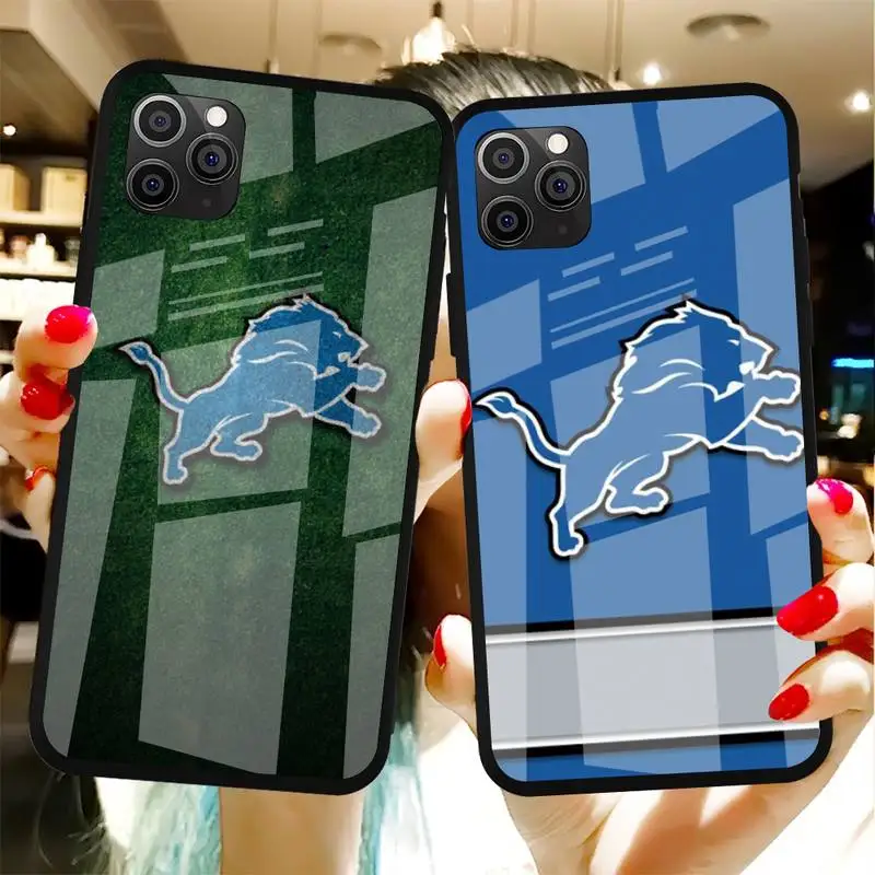 

0 Detroit Lions Phone Case Tempered Glass For Iphone6plus 6S 7 7plus 8 X XS XSmax XR 11 12 Pro Max 12mini