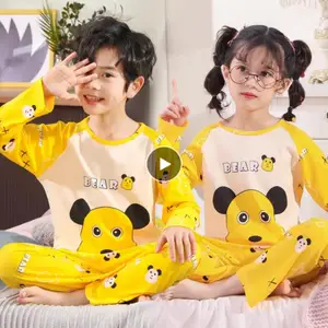 Пижама для мальчиков и девочек, осенне-зимняя детская одежда с длинным рукавом, одежда для сна, комплекты пижам для детей, размер 110-160 см