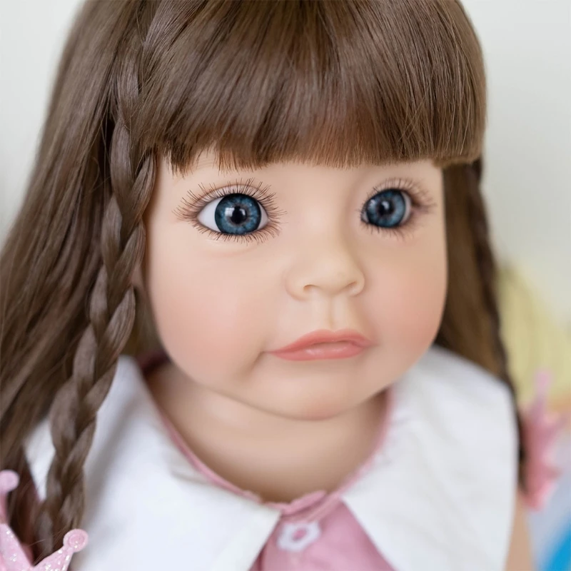 

55cm/22in Princeess in Pink Dress Cuddle Doll w/ Washable Hair Full Body Vivid Caucasian Reborns for Infant Girls Boys