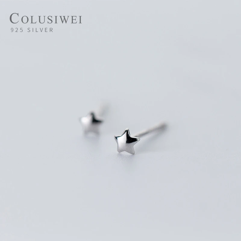 Colusiwei Настоящее серебро 925 проба звезда квадратные треугольные серьги гвоздики