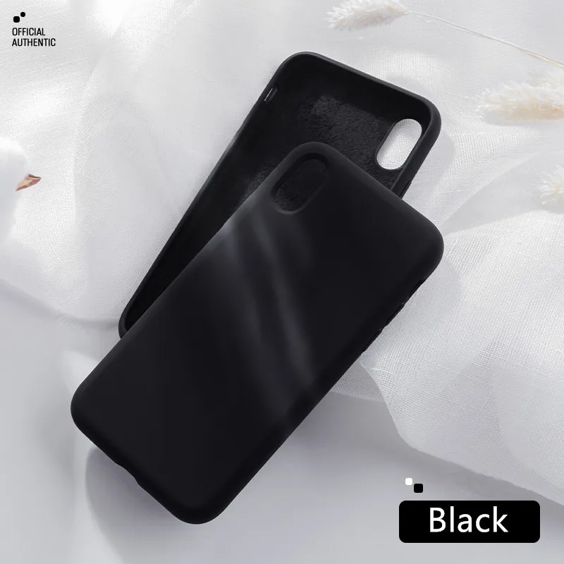 Официальный жидкий силиконовый чехол для iPhone X XS MAX XR 7 8 6 6S Plus мягкий гелевый резиновый противоударный чехол Полный защитный чехол - Цвет: Черный