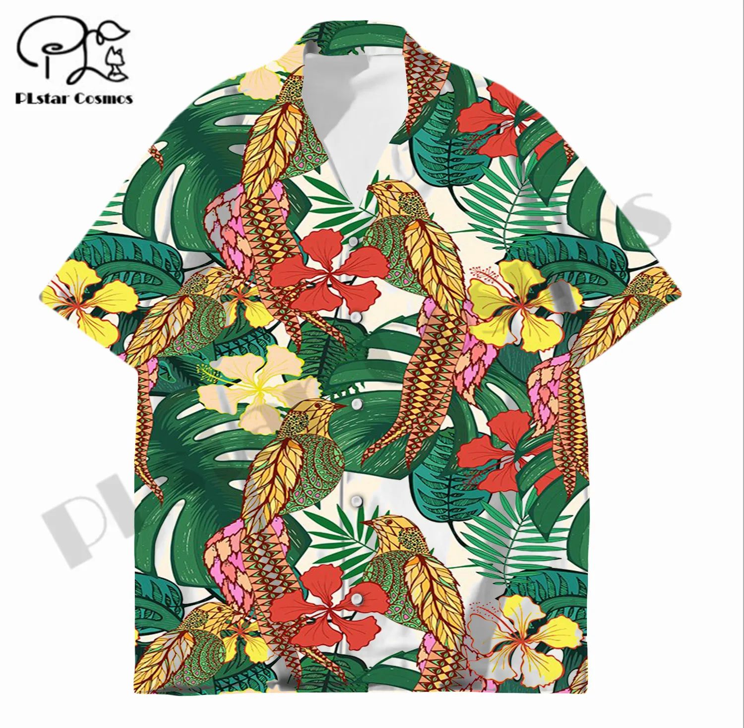 

PLstar Cosmos 3DPrint Гавайская пляжная птица цветок тату новый модный уникальный пуловер летняя забавная рубашка с коротким рукавом повседневные ф...