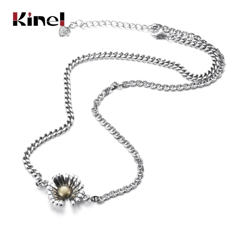 

Kine New Arrivals 925 Sterling Silver Flower Snake Bone Chain Punk Hip Hop Short Necklaces for Women Statement Korea Jewelry