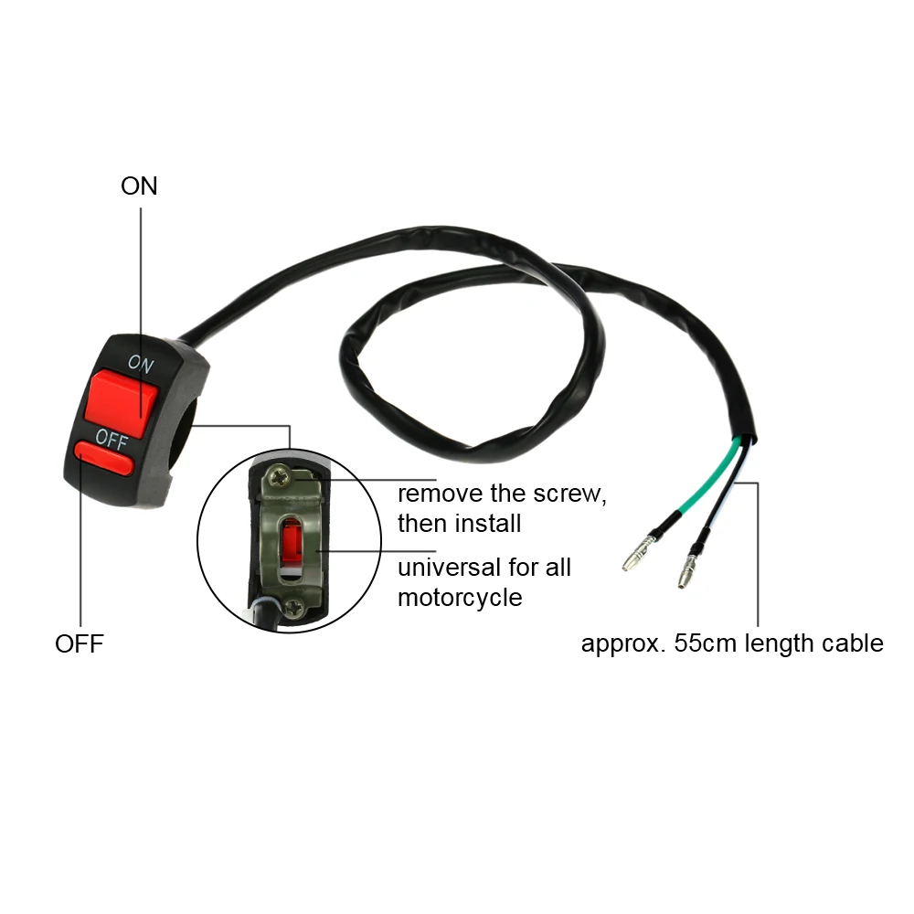 Universal Handlebar Light Switch ON OFF Button diameter 22-25mm for Motorcycle ATV Bike | Switches &amp Relays