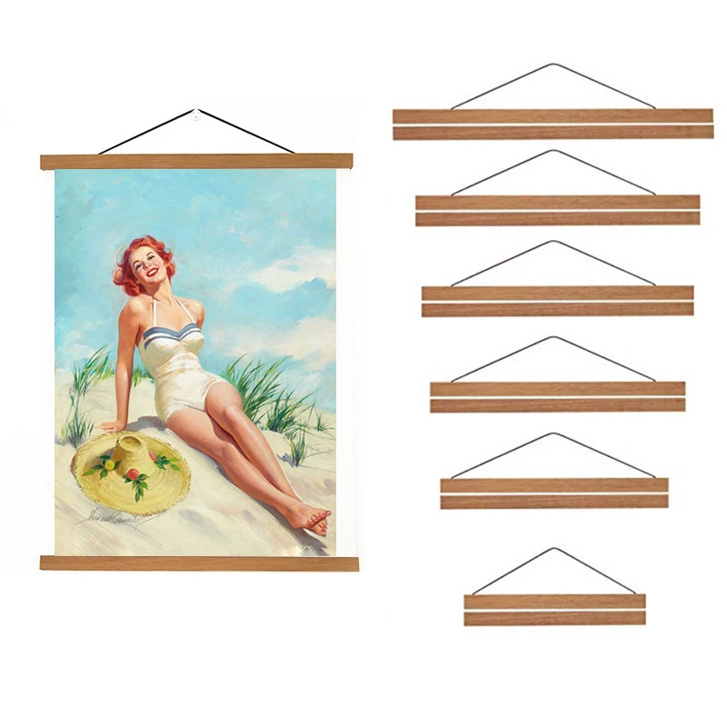 

21-70 cm Painting Frame Magnetic Wooden Hanger Wood Photo Frame Painting Canvas Poster Frame Canvas Frame Art Hanger Christmas
