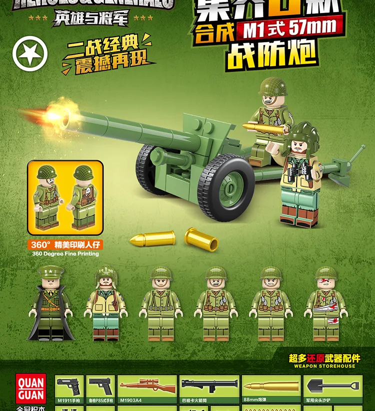 Новый Enlighten WW2 военный солдат фигурки строительные блоки армейский M1 Аксессуары