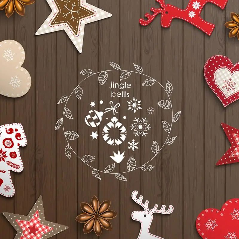 

Christmas Stencils Templates 16PCS Merry Chrismas, Stanta Claus, Snowflakes, Balls, Trees, Reindeers, Gift Boxes Xmas
