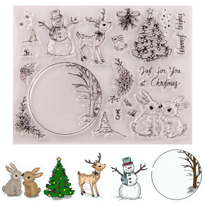 

Deer Snowman Transparent Clear Silicone Stamp Seal DIY Scrapbooking Rubber Stamping Coloring Embossing Diary Decoration Reusable