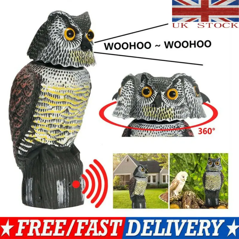 Реалистичная птица Scarer Вращающаяся головка звук Сова Prowler Decoy защита репеллент от вредителей контроль пугало Сад Двор движение