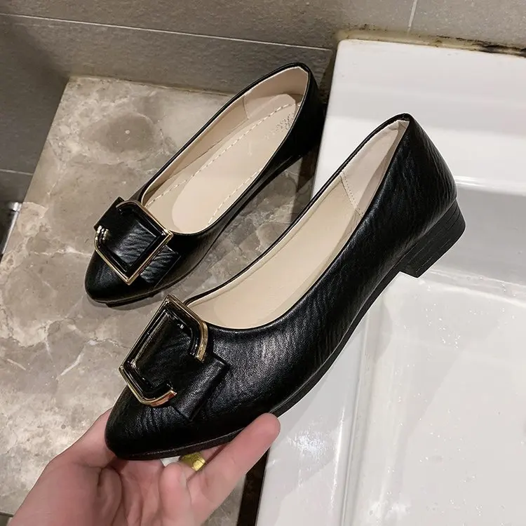 

Korean Shoes Slip-on Low Heels Pointed Toe Casual Female Sneakers Shallow Mouth Dress Flats Women Loafers With Fur Autumn 2021 N