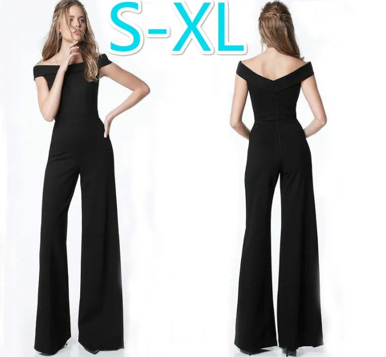 Women jumpsuit Sexy backless off shoulder black  high waist wide leg Pants  jumpsuit romper Female casual overall