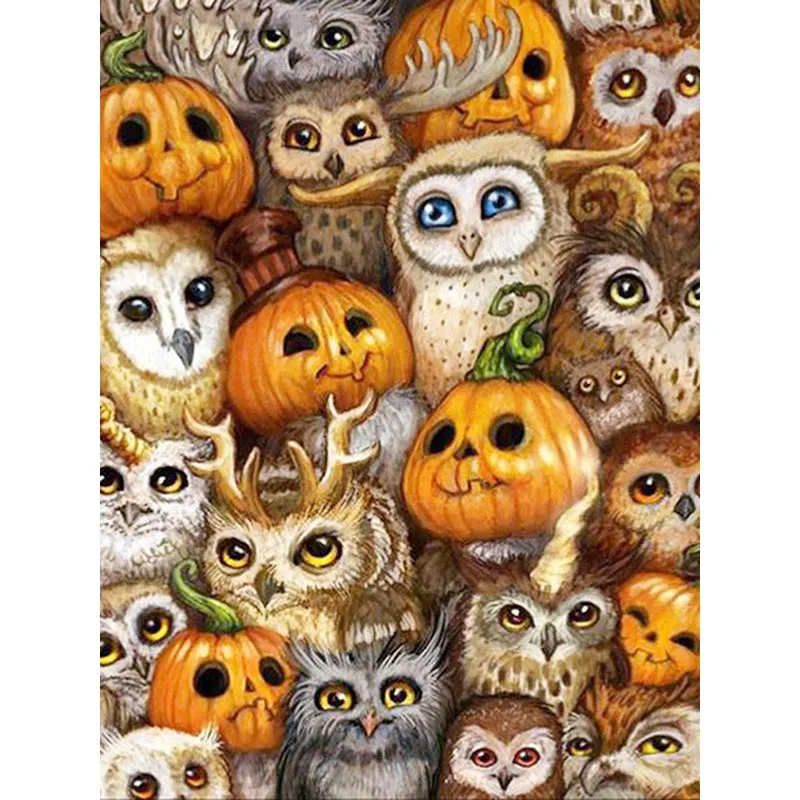 

Full Drill 5D DIY Diamond Painting Halloween Owl Embroidered Pumpkin Headdress Rhinestones Mosaic Cross Stitch Crafts Decor N10