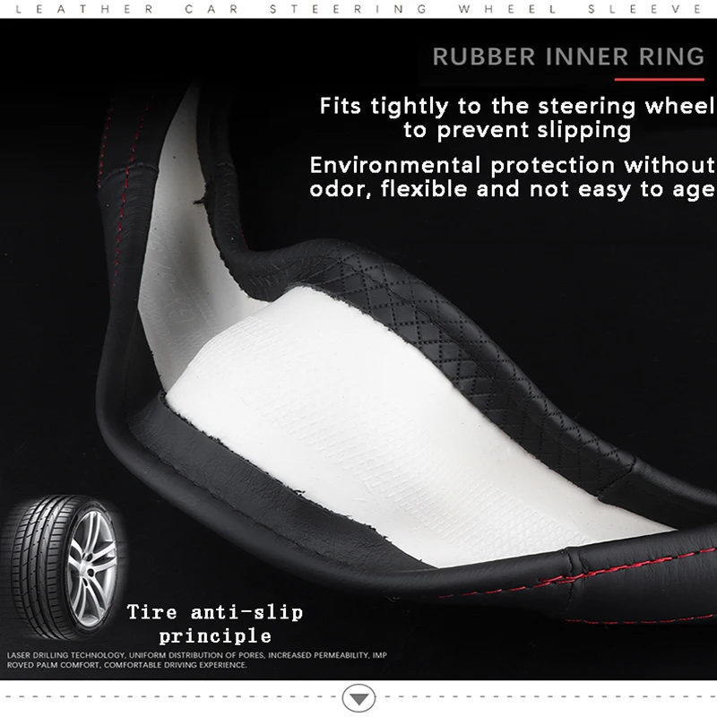 

No Smell Thin Car Genuine Leather Steering Wheel Covers for Roewe Clever 360 950 E950 i5 Ei5 i6 RX5 RX3 RX8 Accessories