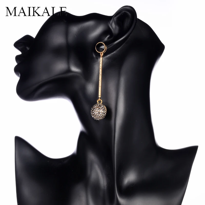 Женские винтажные серьги подвески MAIKALE длинные металлические с выложенным