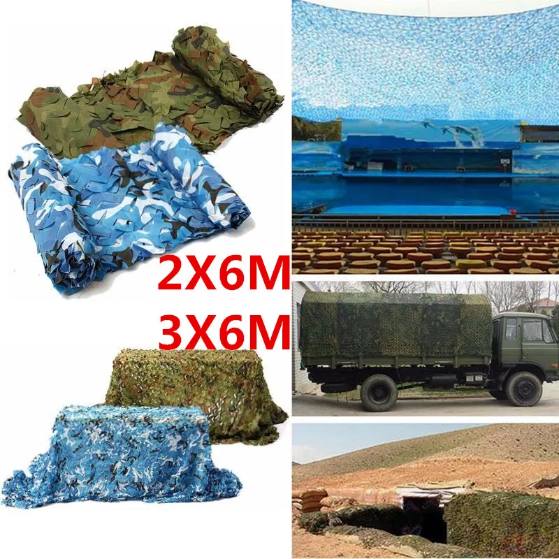 

2X6M, 3X6M Outdoor Military Camouflage Hide Mesh Netting Camping Shooting Hunting Blinds Sun Shelter Sea Beach Net Car Covers