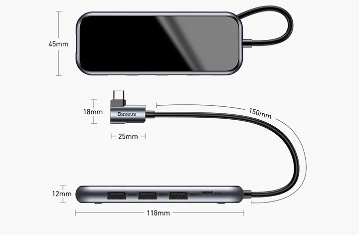 Baseus USB Type C HUB to HDMI RJ45 Multi USB 3.0 USB3.0 Power Adapter For MacBook Pro Air Dock 3 Port USB-C USB HUB Splitter Hab